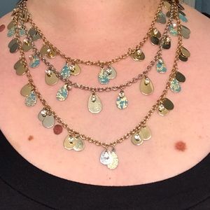 Turquoise Gold Shell 3 Strand Necklace
